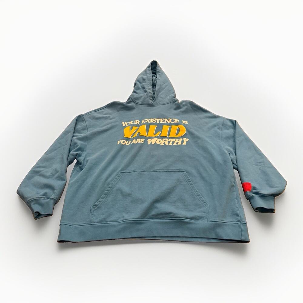 CHNGE Unisex Blue You are Worthy Oversized PullOver Hooded Sweatshirt Size M